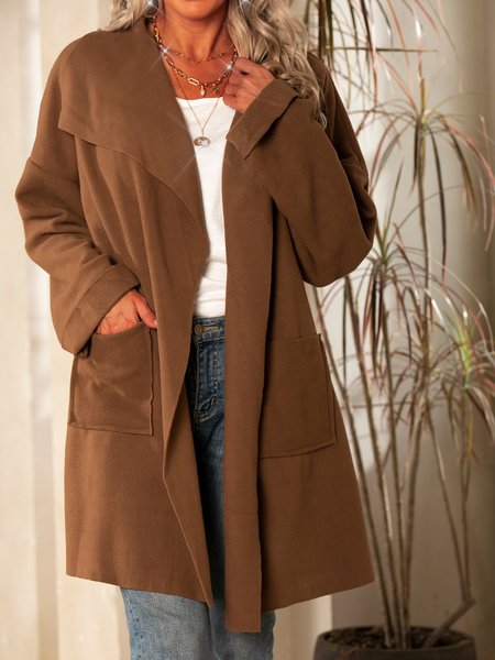 

Dritto Collo a scialle Maniche Lunghe Solido Giubbotto, Caffè, Outerwear