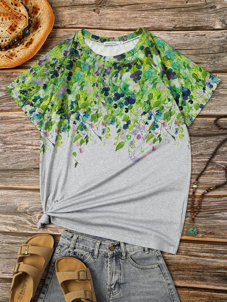 

Plants Casual T-shirt, As picture, T-Shirts