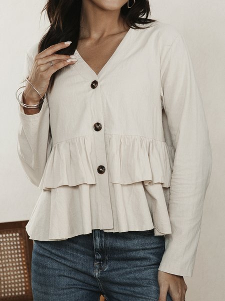 

Plain Ruffled Beach Shirts & Tops, Khaki, Shirts & Blouses