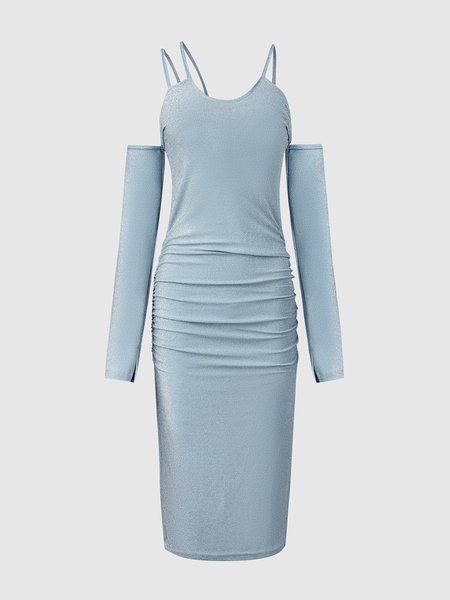 

Simple Boat Neck Fitted Dress, Blue, Mini Dresses