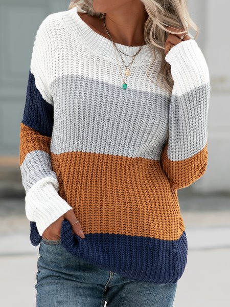 

Casual Scoop Neckline Sweater, Brown, Knitwear & Sweaters
