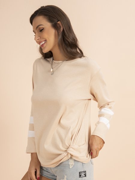 

Striped Long Sleeve Tee, Apricot, Long sleeve tops