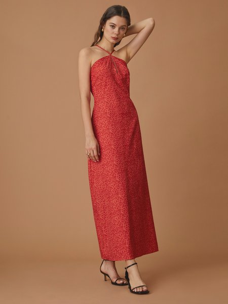 

Animal Regular Fit Halter Dresse, Red, Maxi Dresses