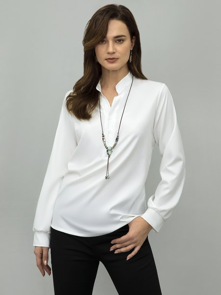 

Solid Loosen Shirts & Tops, White, Long sleeve tops