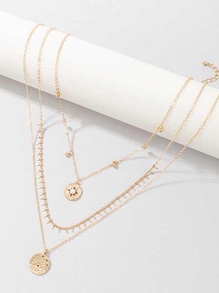 

Alloy Tassel Disc Pearl Pendant Necklace, Golden, Necklaces