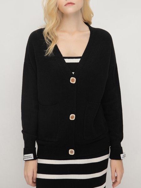 

Loosen Cotton Blends Cardigan, As picture, Cardigans