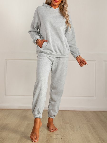 

casual hoodie shift Two Piece Sets, Gray, Two-piece Outfits