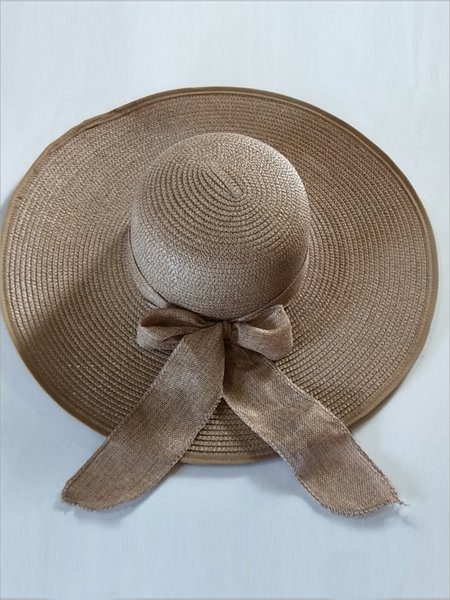 

Vacation straw hat bow beach sun hat, Khaki, Hats