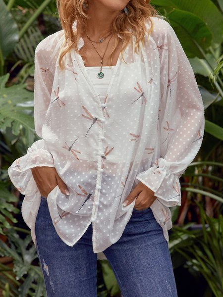 

Long Sleeve Casual Blouse, White, Shirts & Blouses