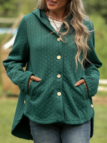 

Long Sleeve Plain Sweet Outerwear, Green, T-Shirts