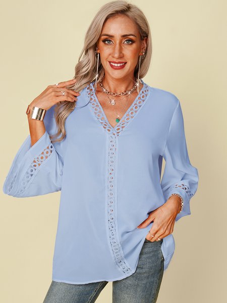 

Boho Shift Geometric Shirts & Tops, Lightblue, Blouses & Shirts