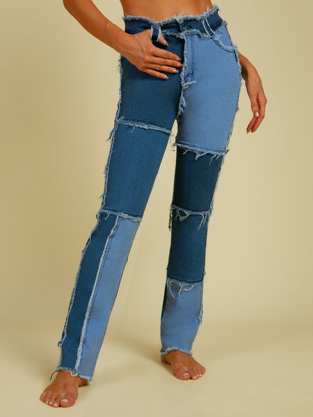 

Dark blue Khaki Fashion Cotton Blends Pants, Jeans