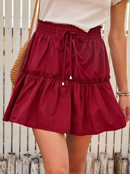 

Casual A-Line Skirt, Wine red, Mini Skirts