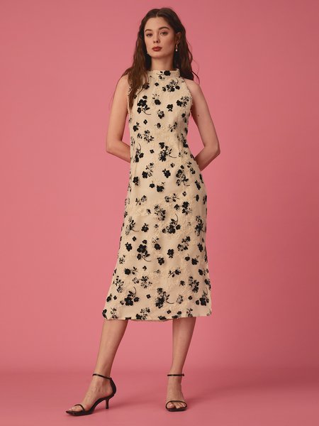 

Floral Embroidered Mesh Dress, As picture, Midi Dresses