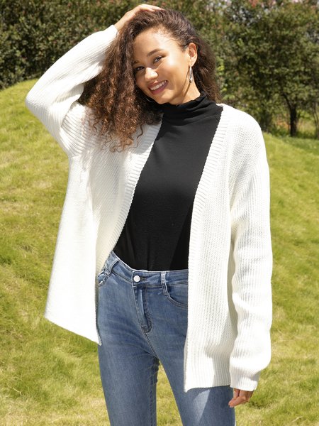 

Casual Long Sleeve Sweater, White, Sweaters