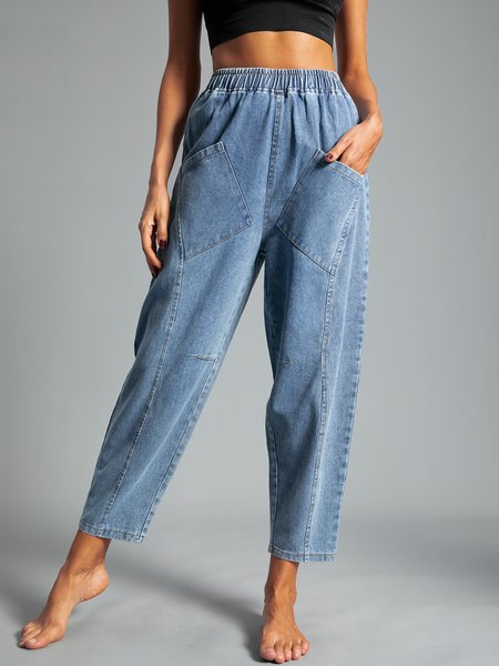 

fall daily plain pants, Blue, Jeans
