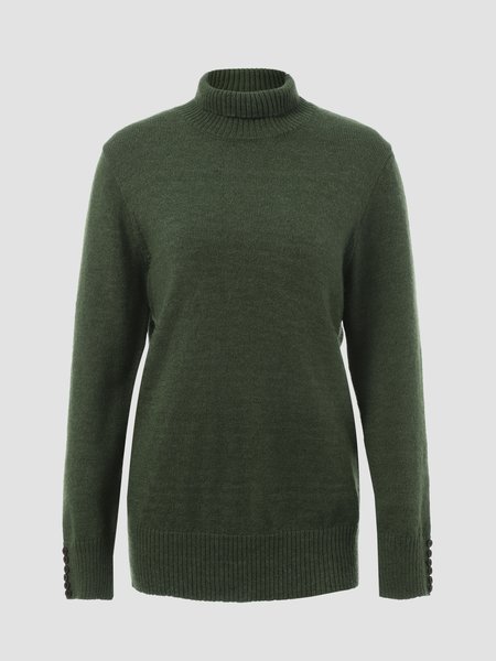 

Wool Blend Elegant Long Sleeve Shirts & Tops, Army green, Long sleeve tops