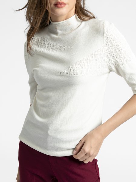 

Holiday Acrylic Turtleneck Half Sleeve Pullover, White, Pullovers