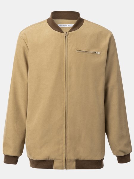 

Long Sleeve Casual Baseball To Bring Jackets, Khaki, Outerwear