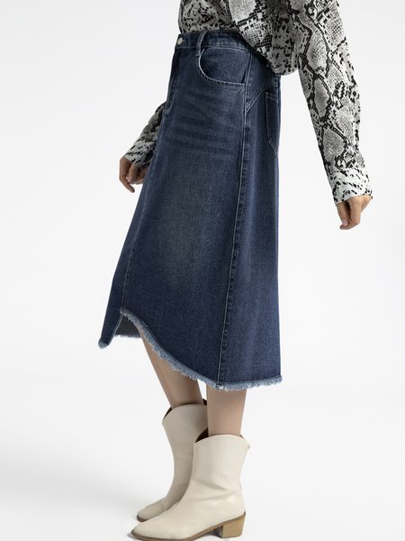 

Irregular Craftsmanship Midi Skirt, Blue, Midi Skirts