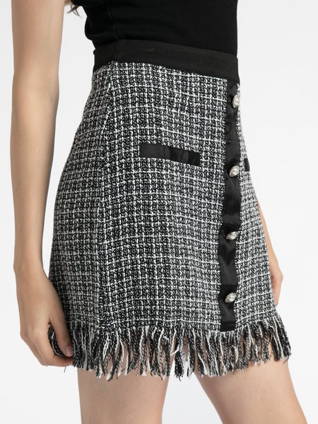 

Cotton-Blend Mini Skirt, Black, Mini Skirts