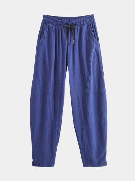 

Casual Solid Simple Wide-leg Pants, Navy blue, Pants