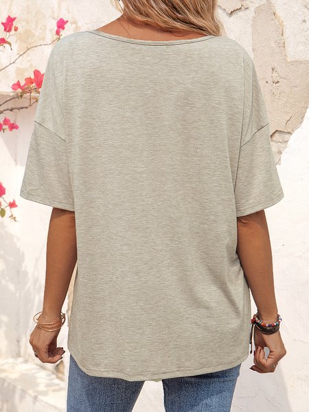 

Casual Cotton Asymmetrical Shift T-shirt, Gray, Designers
