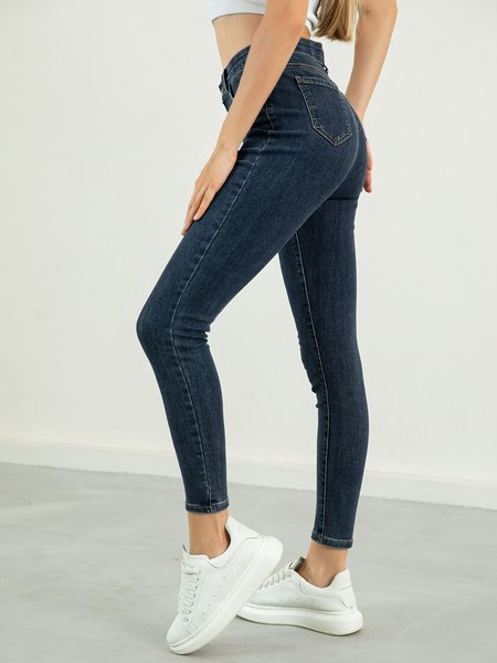

Skinny Solid Jeans, Dark_blue, Jeans