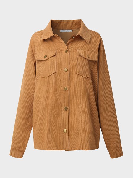 

Long Sleeve Corduroy Casual Shirt Collar Jackets, Brown, Cardigans