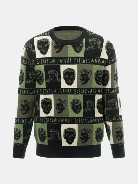 

Long Sleeve Casual Sweater, Green, Men's Sweater