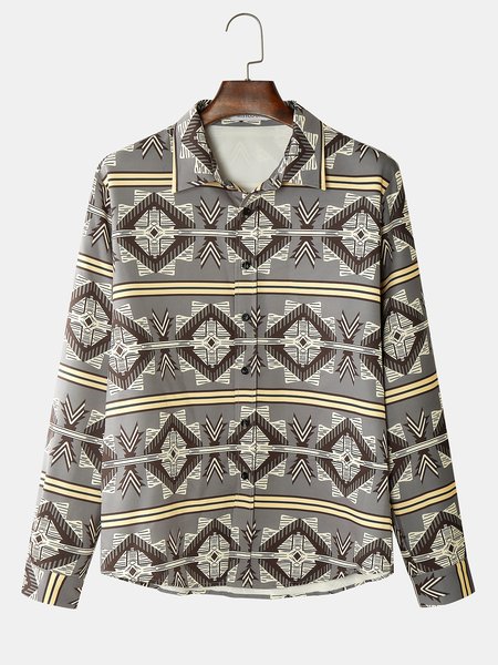 

Holiday Shirt Collar Tribal Overshirt, Blue, Men's shirts