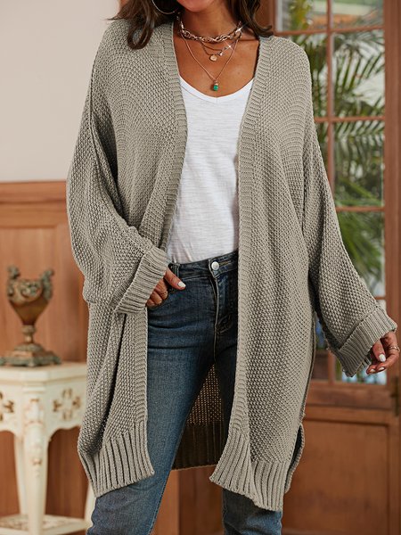 

Casual Shift Long Sleeve Outerwear, Khaki, Outerwear