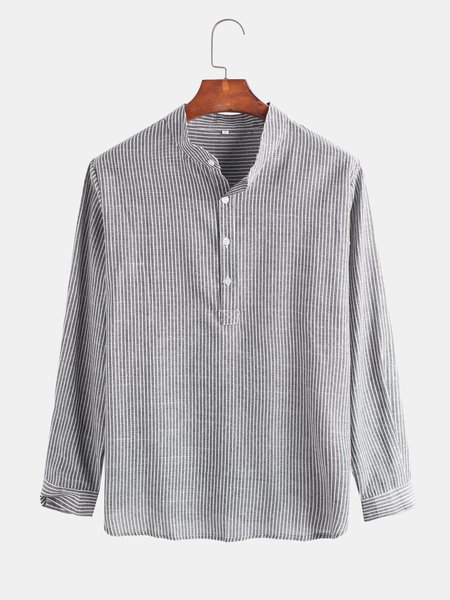

Stand Collar Classic Shirts & Tops, Black, Men's shirts