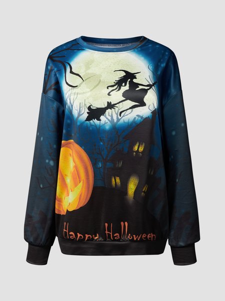 

Casual Long Sleeve Halloween Sweatshirt, Navyblue, Sweatshirts & Hoodies