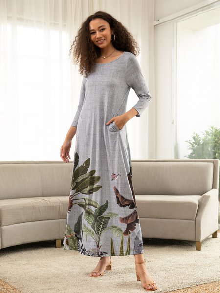 

Floral Vintage Dresses, As picture, Casual Dresses