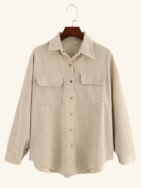 

Casual Long Sleeve Shirt Collar Shift Shirts & Tops, Deep khaki, Shirts & Blouses