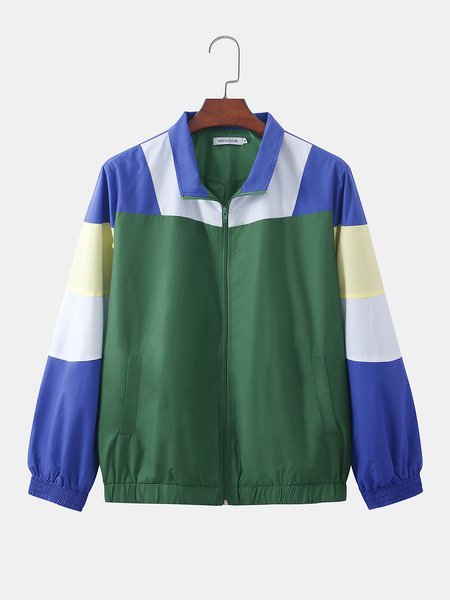 

Casual Color-Block Jackets, Blue, Jackets & Coats