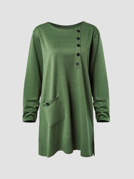 

Casual Household Daily Plain Vintage Loosen Dresses, Green, Casual Dresses