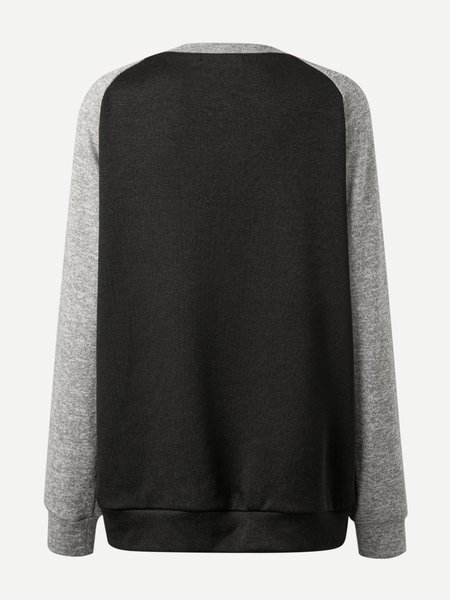 

Loosen Letter Crew Neck Sweatshirt, Black-white, Hoodies & Sweatshirts