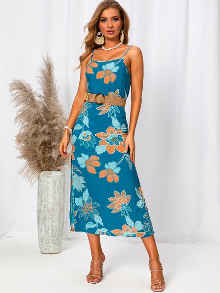 

A-Line Cotton Cold Shoulder Weaving Dress, As picture, Dresses
