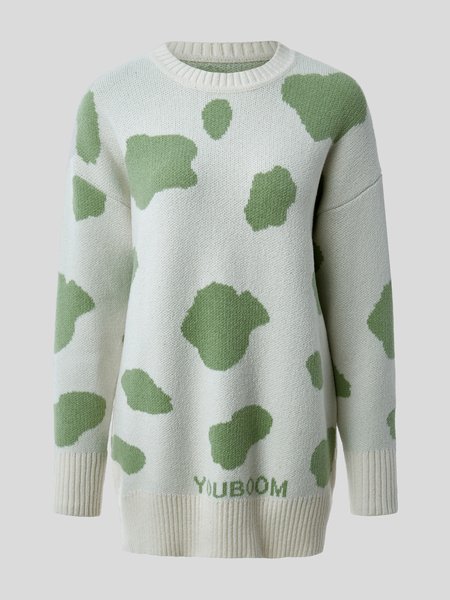 

Vacation Round Neck Sweater, White, Sweater Dresses