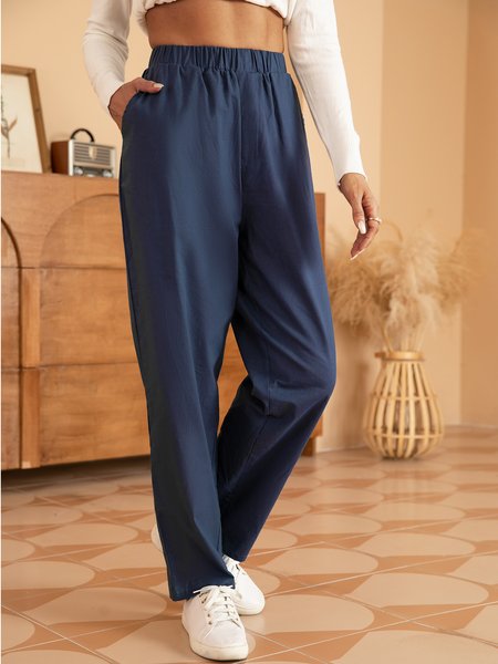 

Cotton Casual Pants, Blue, Pants