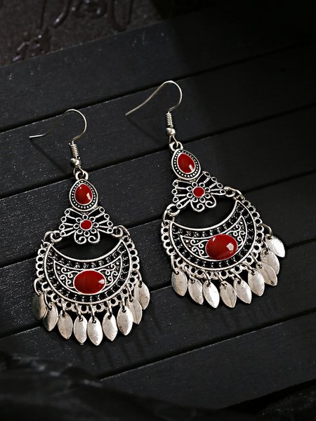 

Exaggerated vintage palace earrings, Red, Earrings