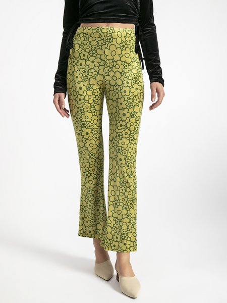 

Printed Casual Pants, Green, Flared Pants