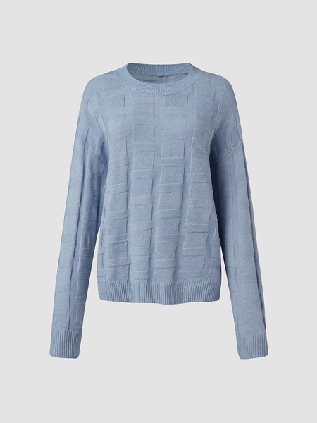 

Crew Neck Casual Loosen Sweater, Light blue, Sweaters