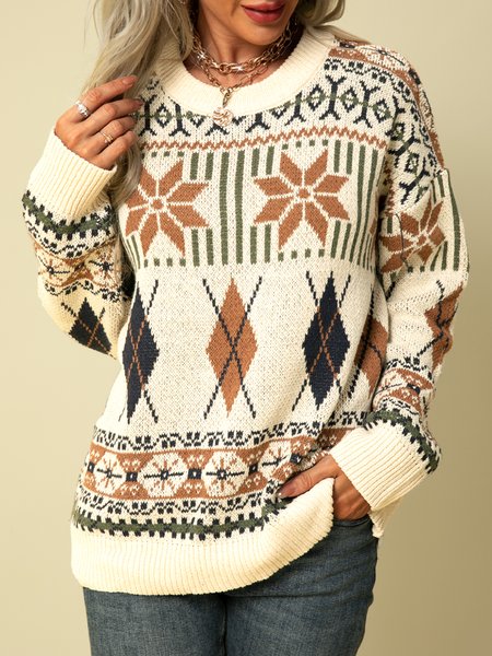 

Holiday Tribal Long Sleeve Sweater, White, Knitwear & Sweaters
