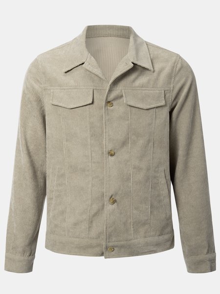 

Lapel Long Sleeve Jackets, Gray-brown, Jackets & Coats