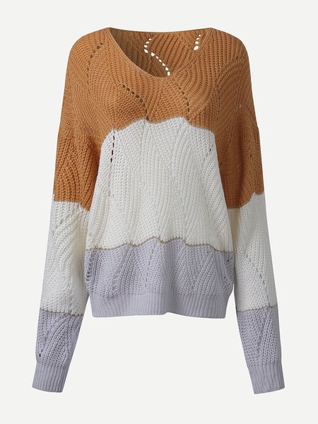 

Sweet Plain V Neck Work Acrylic Sweater, Yellow, Knitwear & Sweaters