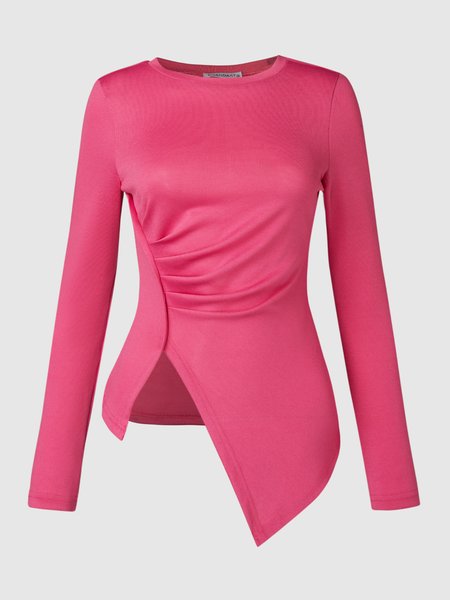 

Regular Fit Solid Casual T-shirt, Deep pink, Tees