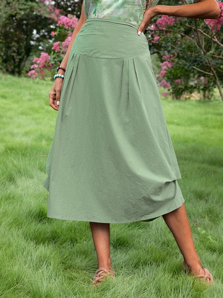 

Ruched Casual Cocoon Skirts, Lightgreen, Skirts